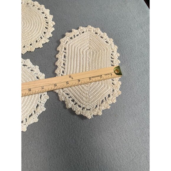 Handmade Crochet Lace Hot Pads plates Set of 3 Beige Cotton - Picture 5 of 15